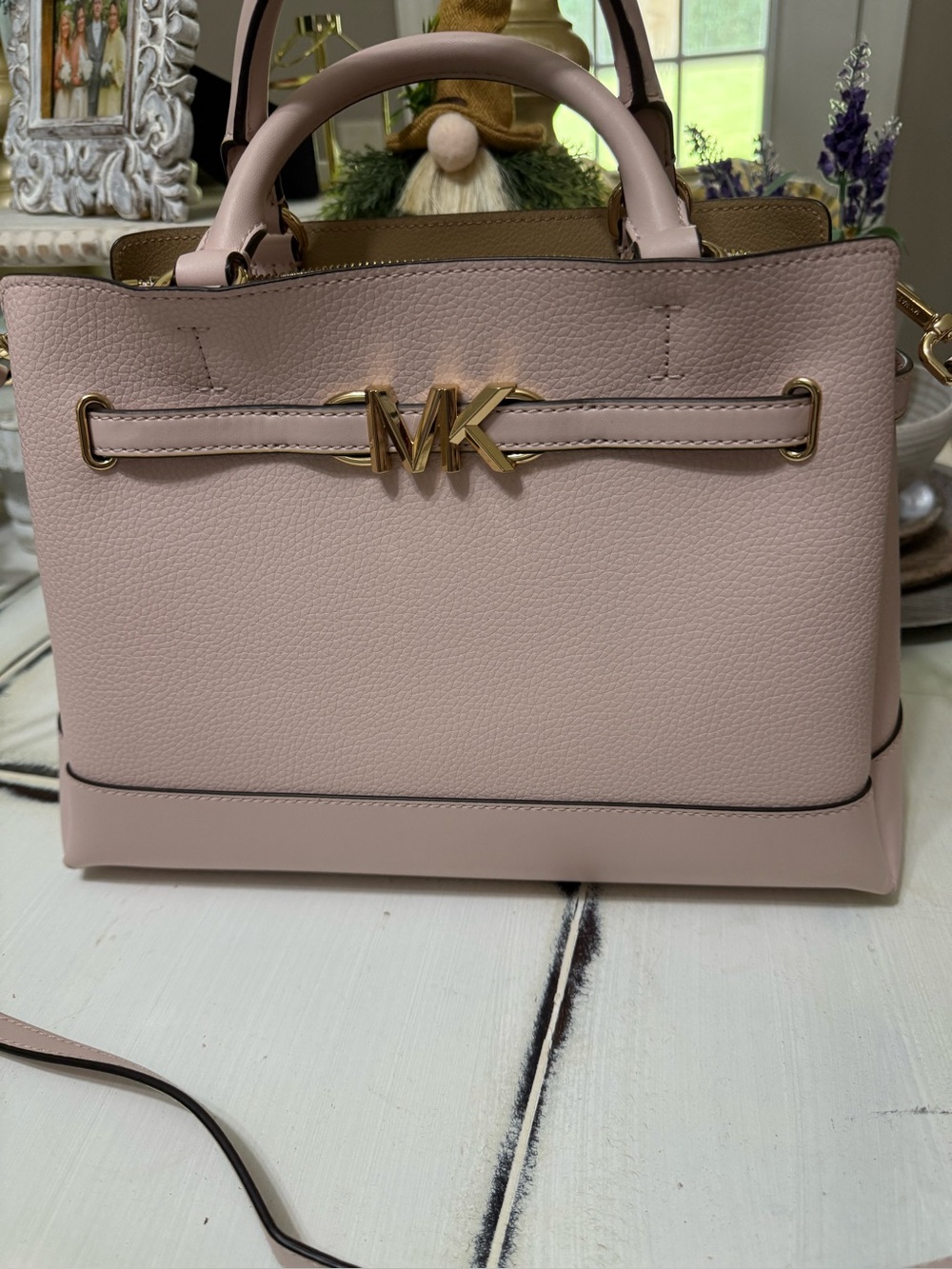 Michael Kors Hamilton Legacy Blush Pink Pebbled Leather Satchel Crossbody